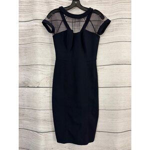 Maggy London Illusion Round Neck Cap Sleeve Sheath Dress Size 2P